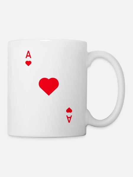 Herz Ass Spielkarte Karneval Fasching Partnerlook - Tasse - Weiß