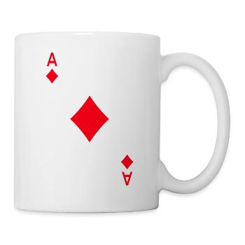 Spielkarte Karo Ass Kartenspiel Karneval Fasching - Tasse - Weiß - Rechts