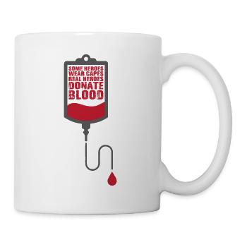 Some heroes wear capes - Real heroes donate blood - Tasse - Weiß - Rechts