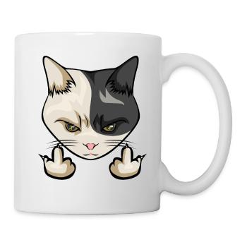cat katzen mittelfinger wichser middlefinger stink - Tasse - Weiß - Rechts