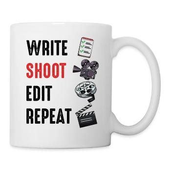 Write Shoot Edit Repeat saying director gift - Mug - white - Right