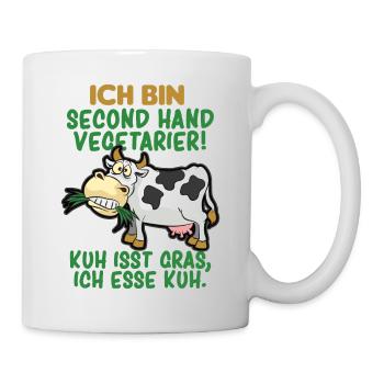 SECOND HAND VEGETARIER FLEISCHESSER HUMOR - Tasse - Weiß - Rechts
