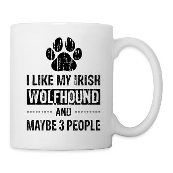 I Like My Irish Wolfhound And Maybe 3 People bw - Mug - white - Right