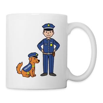 Officier de police et chien policier - Mug blanc - blanc - Droite