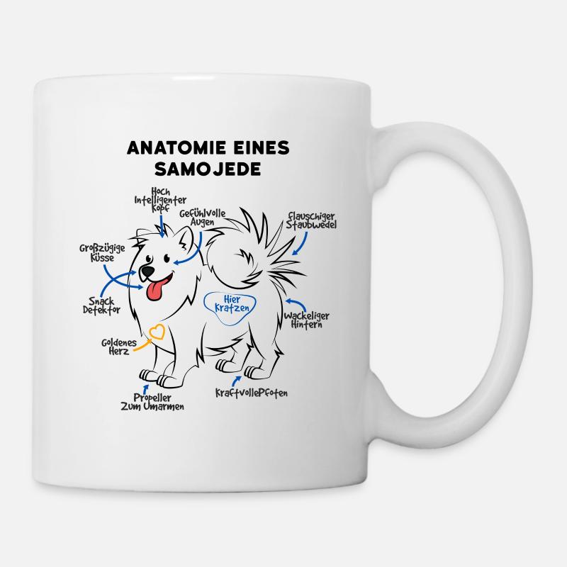 Samojede Hund Anatomie - Tasse - Weiß