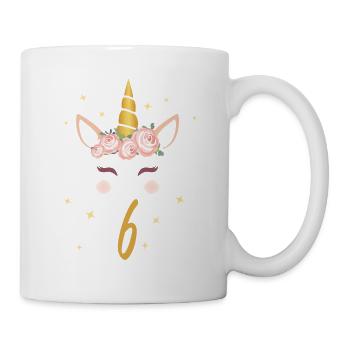 Geburtstagsshirt 6. Geburtstag Einhorn Geschenk - Tasse - Weiß - Rechts