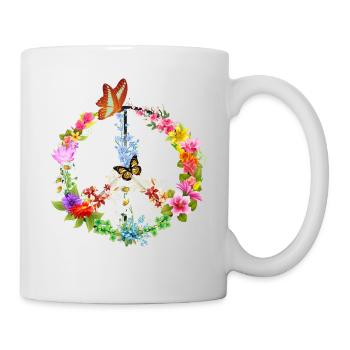 Peace sign butterfly - Mug - white - Right