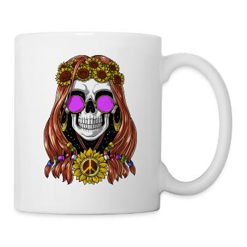 Sonnenblumen Hippie Totenkopf - Tasse - Weiß - Rechts