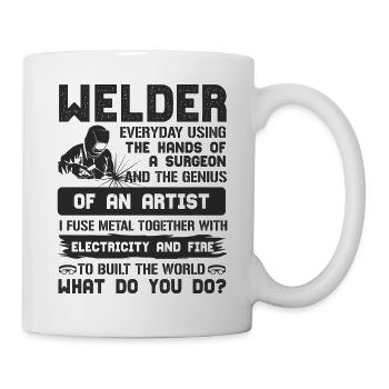 Schweißen - Tasse - Weiß - Rechts