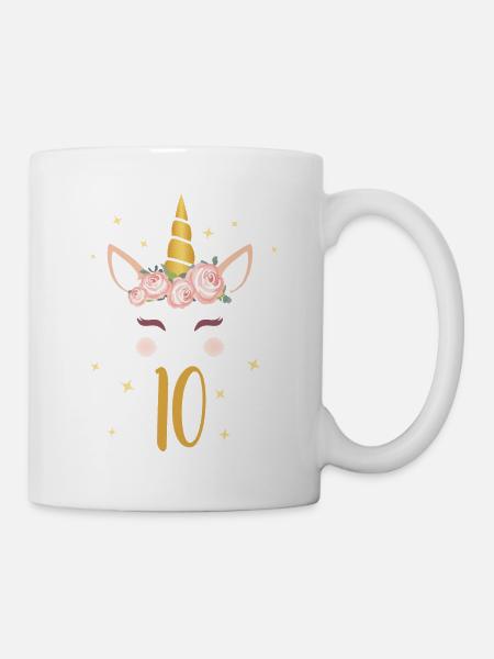 Geburtstagsshirt 10. Geburtstag Einhorn Geschenk - Tasse - Weiß