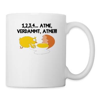 1, 2, 3, 4 Atme, verdammt, atme! Erste Hilfe - Tasse - Weiß - Rechts