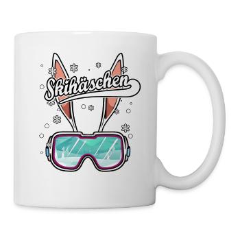 Skihäschen Skihaserl Apres Ski Skifahrer Schnee - Tasse - Weiß - Rechts