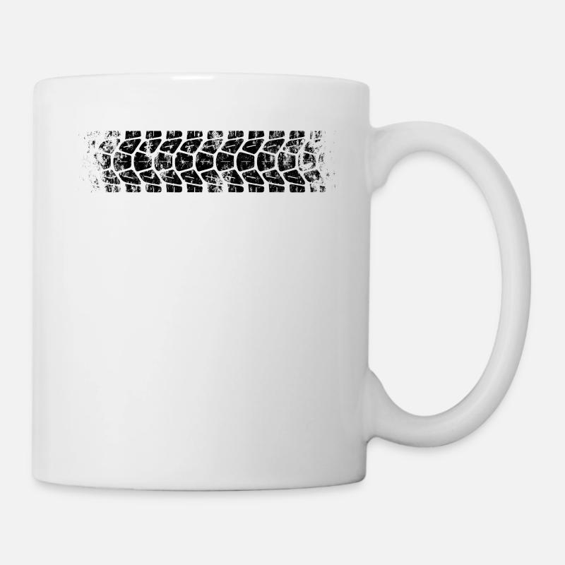 Empreinte de piste de pneu de moto de vélo - Mug blanc - blanc