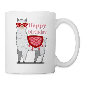 Lama Alpaka Birthday Geschenk Damen Herren Kinder - Tasse - Weiß - Rechts
