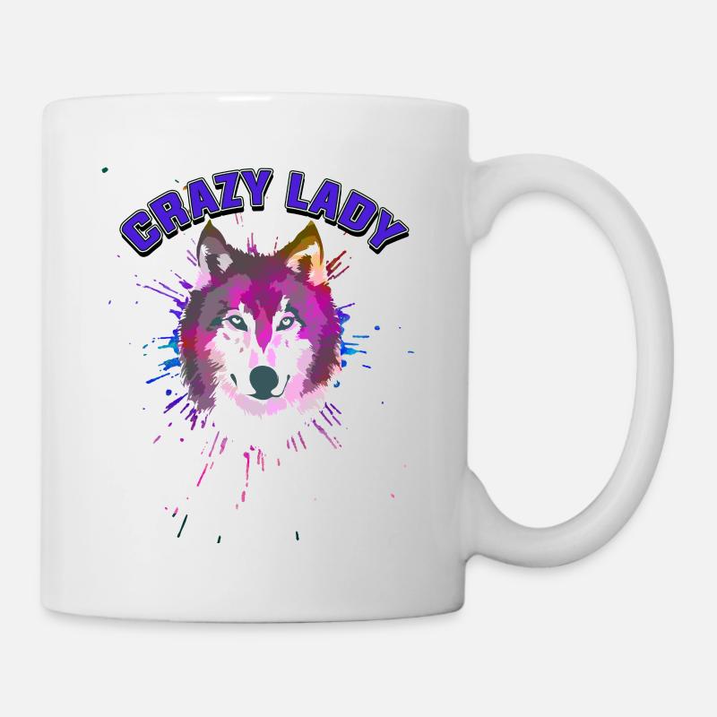 Wolf crazy lady - Mug - white