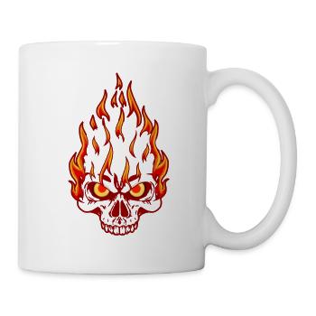Hardrock Rocker Tattoo Totenkopf Motorrad Flamme - Tasse - Weiß - Rechts