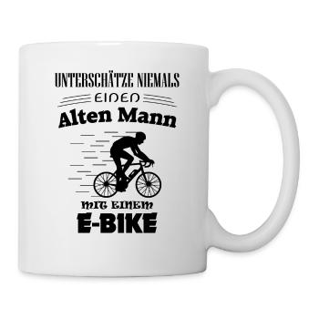 E-Bike Rentner Fahrrad Radfahrer Fahrradfahren - Tasse - Weiß - Rechts