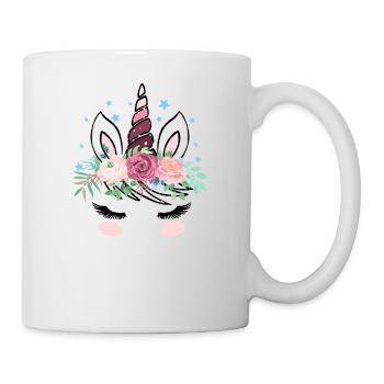Visage de licorne avec des fleurs pour femmes hommes enfants - Mug blanc - blanc - Droite