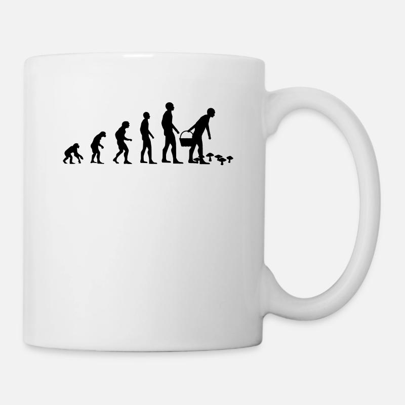 Pilze sammeln Evolution Pilz Pilzsammler Geschenk - Tasse - Weiß