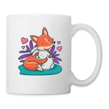 Fox hare hug love together child gift - Mug - white - Right
