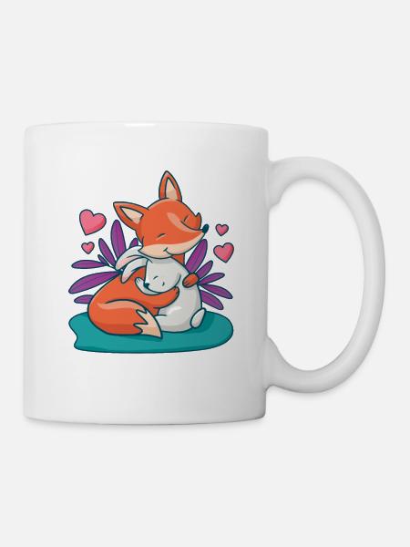 Fox hare hug love together child gift - Mug - white