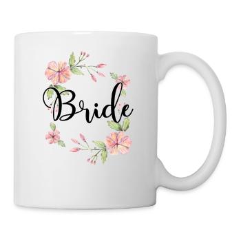 Bride Bride to be wreath of flowers flowers engagement JGA - Mug - white - Right
