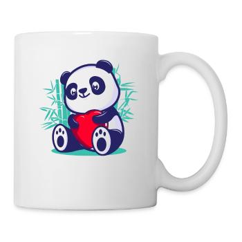 cute panda heart kawaii romantic valentine day - Mug - white - Right
