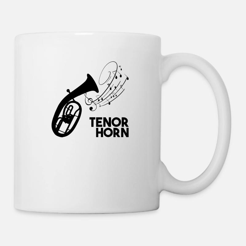 Tenorhorn mit Noten - Tasse - Weiß