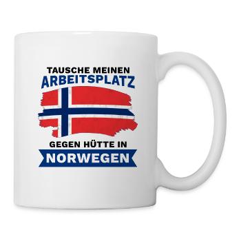 Hütte in Norwegen Urlaub Reise Spruch - Tasse - Weiß - Rechts