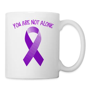 You are Not Alone Brustkrebs Lungenkrebs Schleife - Tasse - Weiß - Rechts