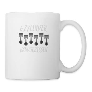 6 Zylinder handgerissen Autotuning Motor Shirt - Tasse - Weiß - Rechts