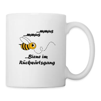 Biene im Rückwärtsgang Fasching Karneval Kostüm - Tasse - Weiß - Rechts