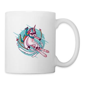 T-shirt ski licorne / ski licorne - Mug blanc - blanc - Droite