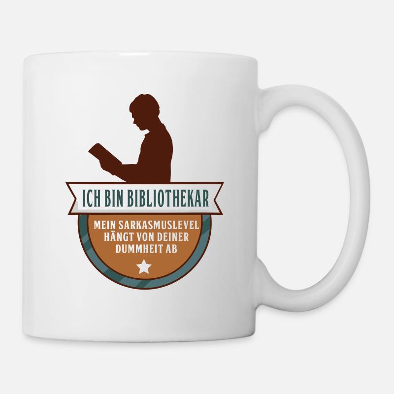 Bibliothekar Beim Lesen - Bibliothek - Tasse - Weiß
