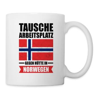 Hütte in Norwegen Spruch - Tasse - Weiß - Rechts
