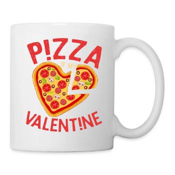 pizza is my valentine print design - Mug - white - Right