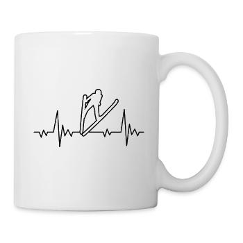 Ski jumping heartbeat - Mug - white - Right