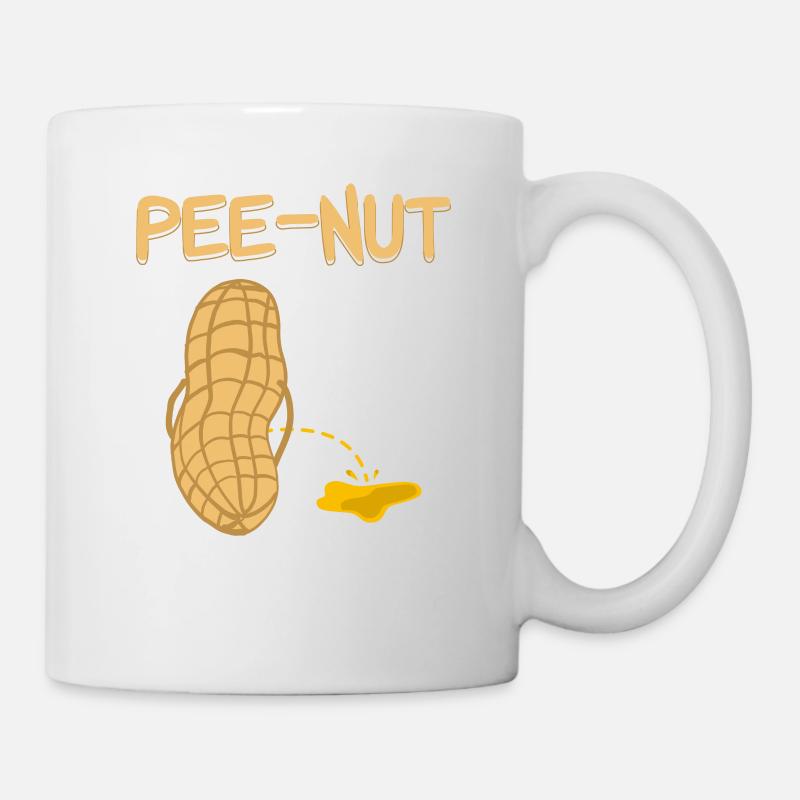 Pee nut - Peanut - Pinkelnde Erdnuss - Tasse - Weiß