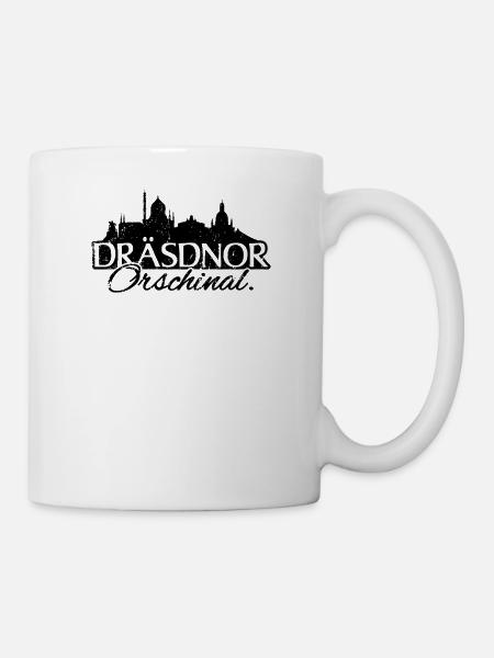 Dresdner Original auf sächsisch Skyline Dresden - Tasse - Weiß