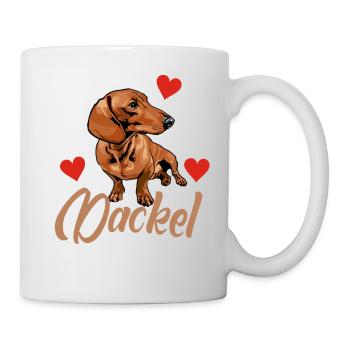Dackel mit Herzen :-) - Tasse - Weiß - Rechts