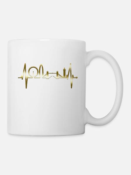 London Skyline Heartbeat England Gold Plated - Mug - white