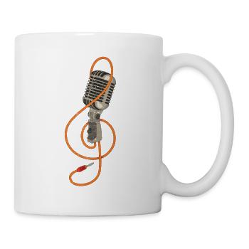 Retro Mikrofon Vintage Karaoke Sänger DJ Geschenk - Tasse - Weiß - Rechts