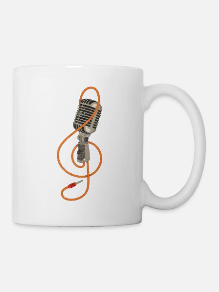 Micro DJ rétro chanteur de karaoké cadeau DJ - Mug blanc - blanc