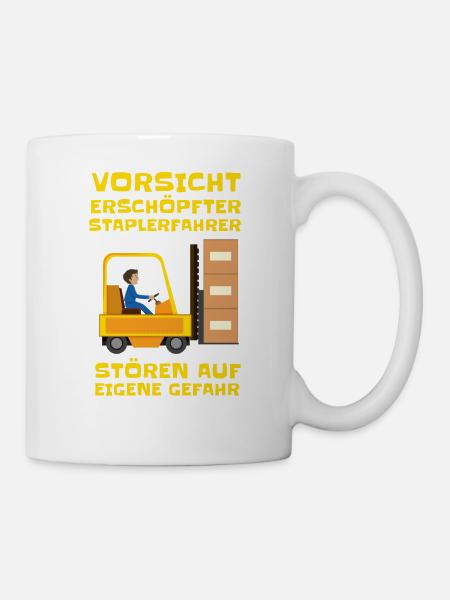 Staplerfahrer Und Paketen - Gabelstapler - Tasse - Weiß