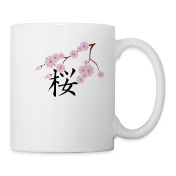cerisier japonais kanji hanami - Mug blanc - blanc - Droite