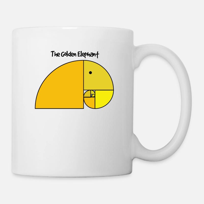 Éléphant de Fibonacci - éléphant doré - Mug blanc - blanc