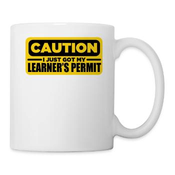 Attention, je viens de recevoir mon permis d'apprenti conducteur - Mug blanc - blanc - Droite