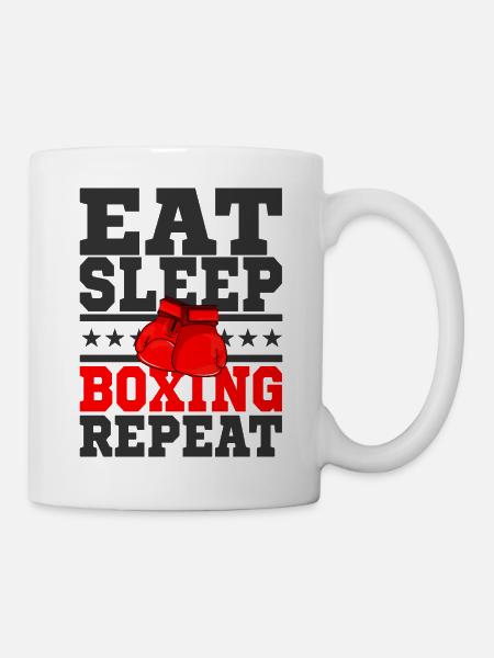 EAT SLEEP BOXING REPEAT - Mug blanc - blanc
