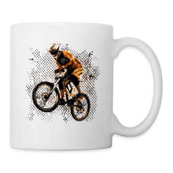 Singletrail Mountainbike MTB Fahrrad orange - Tasse - Weiß - Rechts