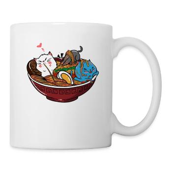 Katze Kawaii Katzen Ramen Nudelsuppe Manga - Tasse - Weiß - Rechts